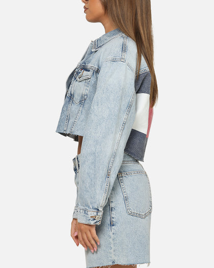 Tommy Jeans Women's Cropped Denim Trucker Jacket Mid Denim