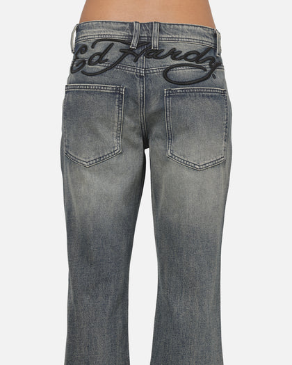 Ed Hardy Faded Bootcut Jeans Dirty Denim