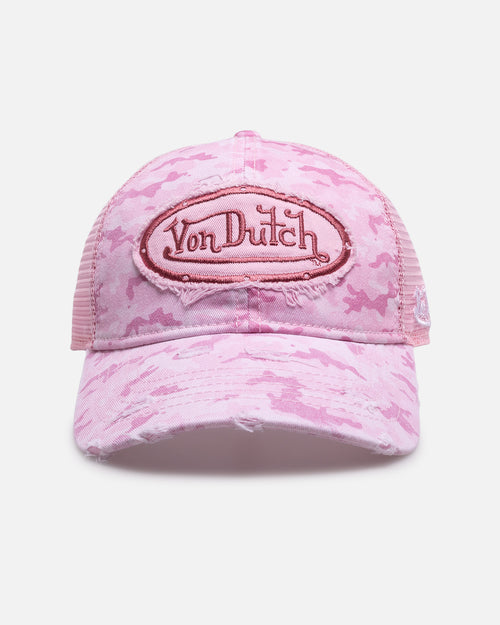 Von Dutch Distressed Trucker Snapback Pink Camo