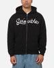 S Double Cursive Zip Hoodie Black