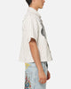 Ed Hardy Euro Short Sleeve Button Up Shirt White Pinstripe