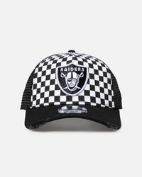 New Era Las Vegas Raiders 'Checker Trucker' 9FORTY A-Frame Trucker Snapback White