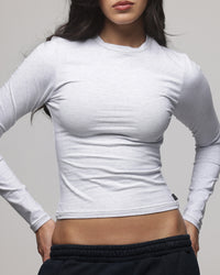 American Thrift Women's Fitted Long Sleeve T-Shirt Grey Heather