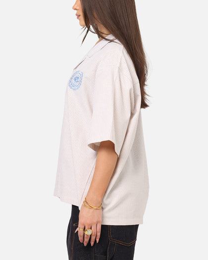 Carre Rose Pinstripe Button Up Shirt Sand