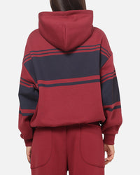 Carre Varsity Stripe Zip Hoodie Burgundy/Navy