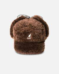 Kangol Faux Shearling Utility Flap Cap Brown
