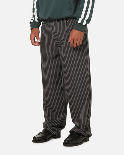 Carre Heritage Pleated Pants Black Pinstripe