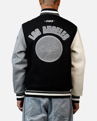 Pro Standard Los Angeles Dodgers Reverse French Terry Wool Varsity Jacket Black/Grey