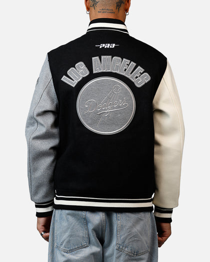 Pro Standard Los Angeles Dodgers Reverse French Terry Wool Varsity Jacket Black/Grey