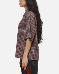 Worship Catharsis Box Crop Shirt Red Check