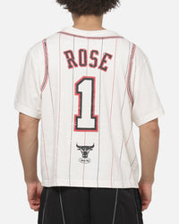 Mitchell & Ness Chicago Bulls Derrick Rose #1 Faux Jersey T-Shirt Vintage White