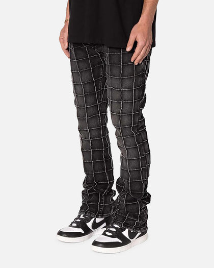 MNML B665 Pleat Square Flare Denim Jeans Black