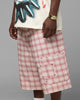 Loiter Utility Cargo Shorts Pink Check