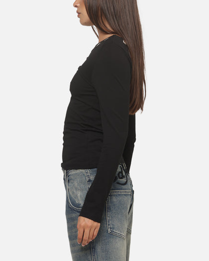 Ed Hardy Women's Eyelet 3/4 Sleeve T-Shirt Black