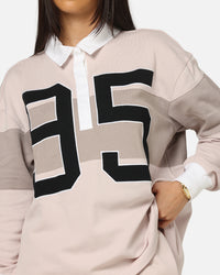 Nike Women's Sportswear Graphic Long Sleeve Polo Top Pink/White
