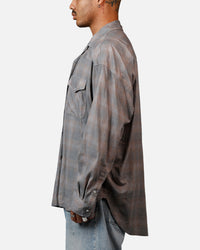 MNML Faded Print Flannel Shirt Grey
