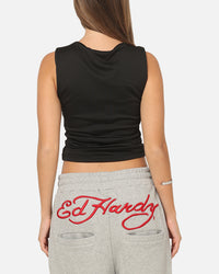 Ed Hardy Women's Chrome Boatneck Tank Black