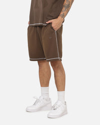 New Era Acid Wash Fleece Shorts Brown