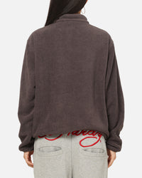 X-Large Stripe Polar Fleece Quarter Zip Fleece Mocha