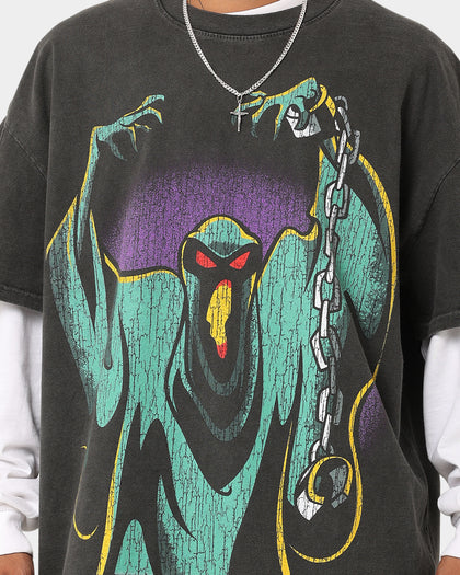 73Studio X Cartoon Network Green Ghost Heavyweight Vintage T-Shirt Black Wash