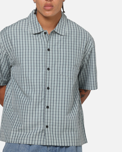 Carre Plaid Button Up Shirt Green-Plaid