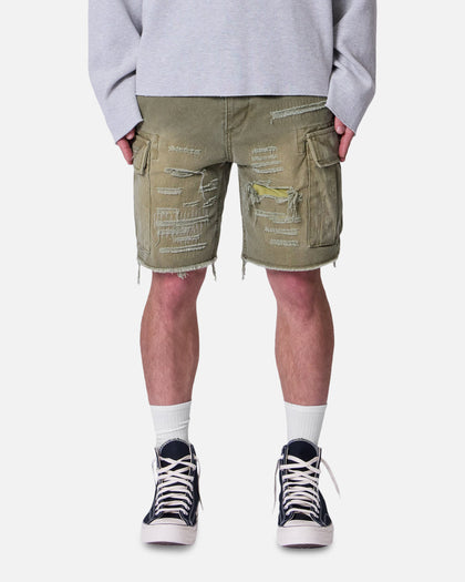 MNML Distressed Cargo Shorts Olive