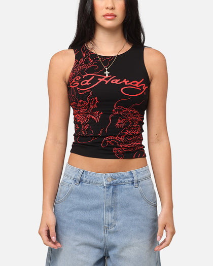 Ed Hardy Women's Dragon Tank Black/Red
