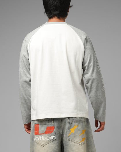 Loiter American Dream Long Sleeve T-Shirt Off White/Grey