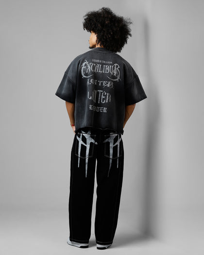 Loiter Excalibur Sword Distressed T-Shirt Washed Black