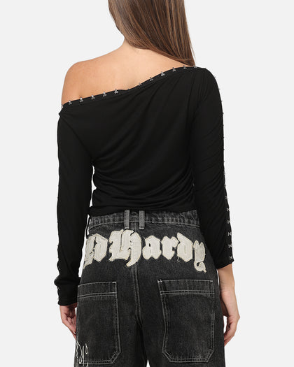 Ed Hardy Women's Hooked Aline Long Sleeve T-Shirt Black
