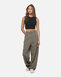 Carre Heritage Pleated Pants Sage Pinstripe