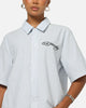 Ed Hardy Panther Button-Up Shirt Blue Pin Stripe