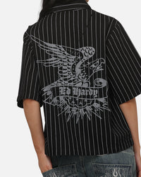 Ed Hardy Eagle Button Up Shirt Black Pinstripe