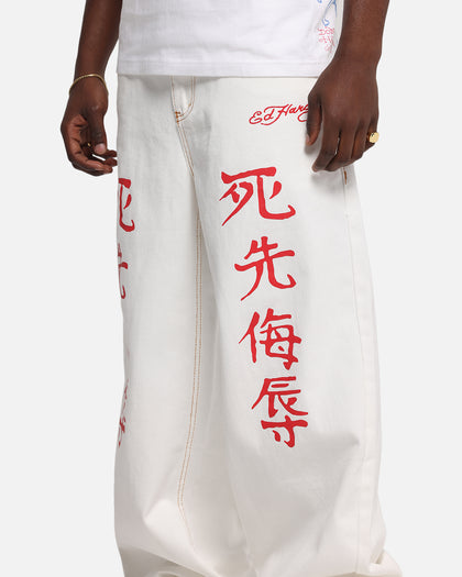 Ed Hardy Death Before Dishonour Jeans Off White