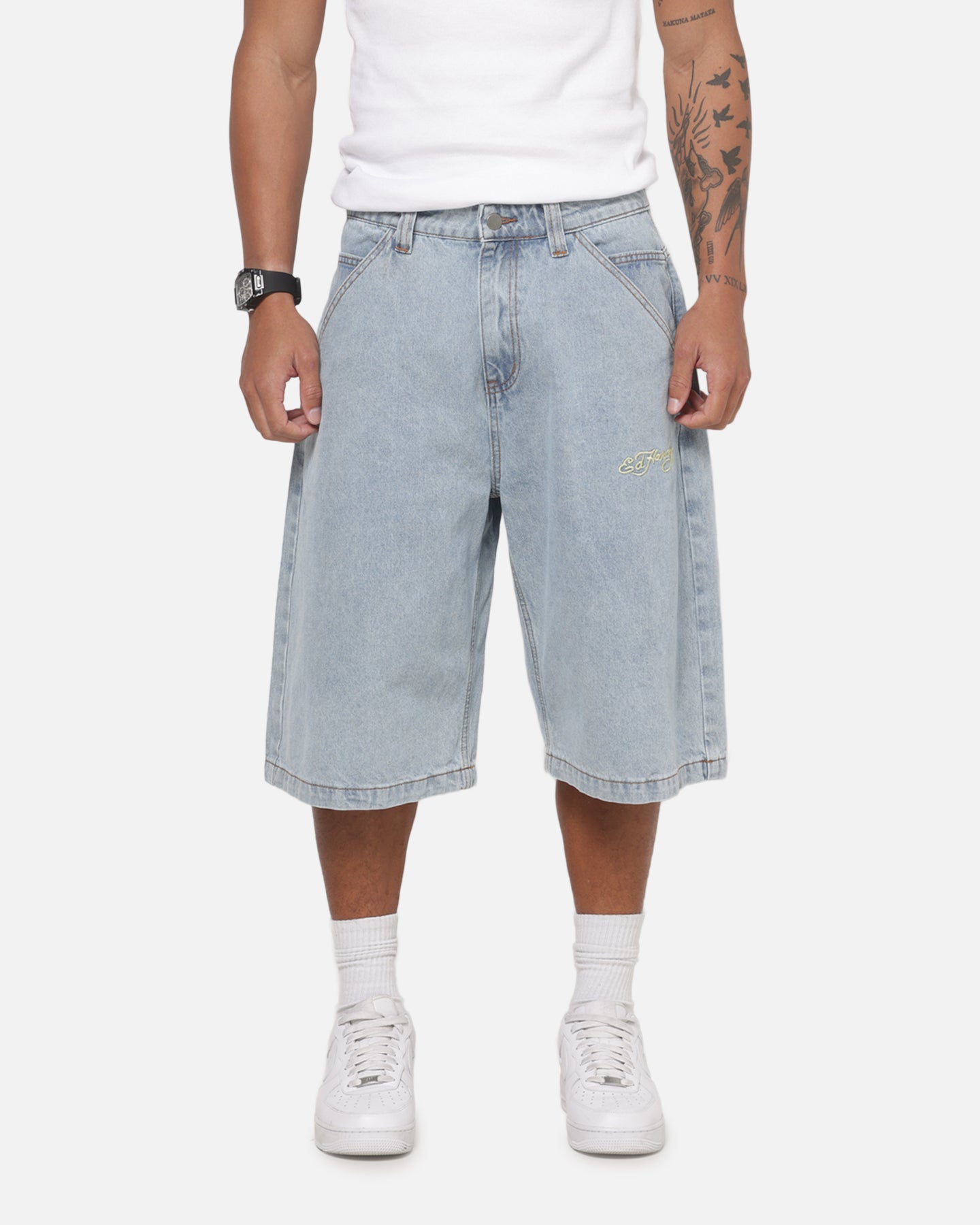 Ed Hardy Serpent Jorts Light Wash | Culture Kings