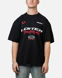 Loiter Flight T-Shirt Black Acidwash