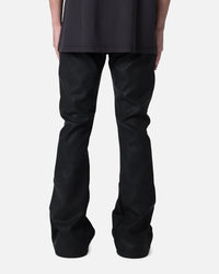 MNML D519 Leather Zipper Flare Pants Black