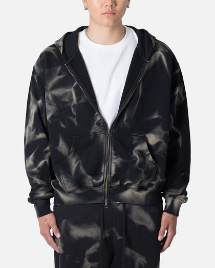 MNML Sun Burned Zip Up Hoodie Washed Black