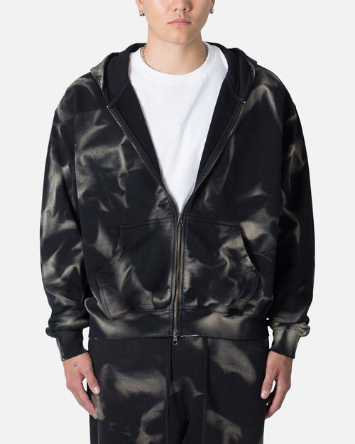 MNML Sun Burned Zip Up Hoodie Washed Black