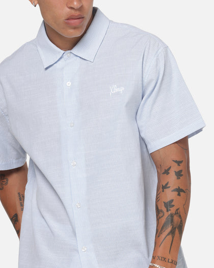 X-Large Oxford Script Button Up Shirt Light Blue