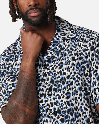 XXIII Cheetah Button Up Shirt Blue Cheetah