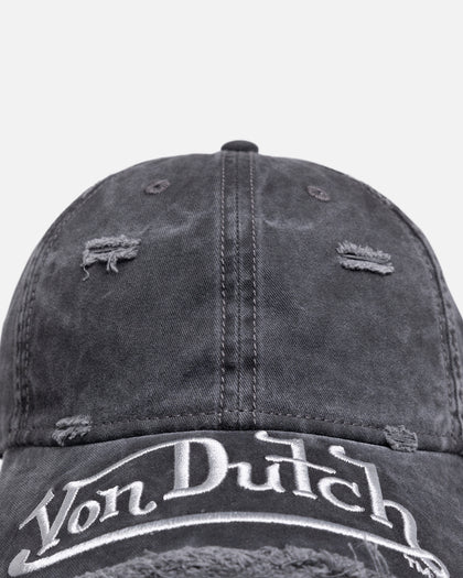 Von Dutch Big Distressed Dad Strapback Washed Black