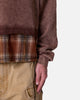 MNML Flannel Crew Pullover Sweater Brown