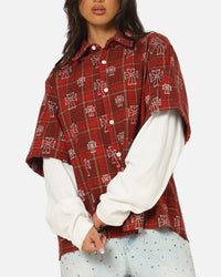 Saint Morta Sanctuary Layered Button Up Shirt Red
