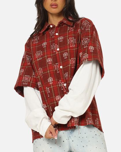 Saint Morta Sanctuary Layered Button Up Shirt Red