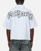 Ed Hardy Ghost Tattoo Button Up Shirt Blue Pinstripe