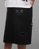 Loiter Distressed Jorts Black