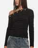 Ed Hardy Women's Eyelet 3/4 Sleeve T-Shirt Black