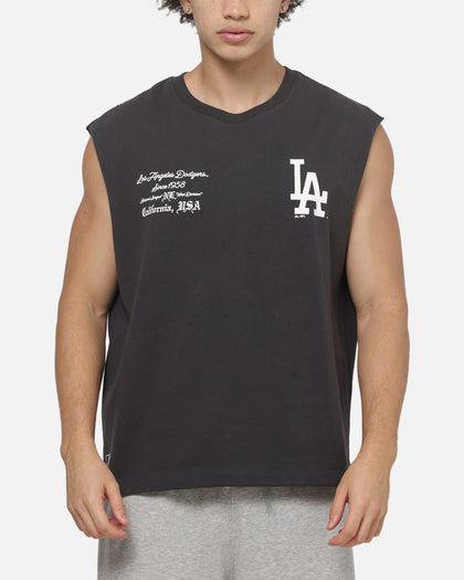 Majestic Athletic Los Angeles Dodgers Blackletter Script Box Muscle T-Shirt Washed Black