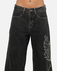 Ed Hardy Women's Distressed Logo Jeans Black